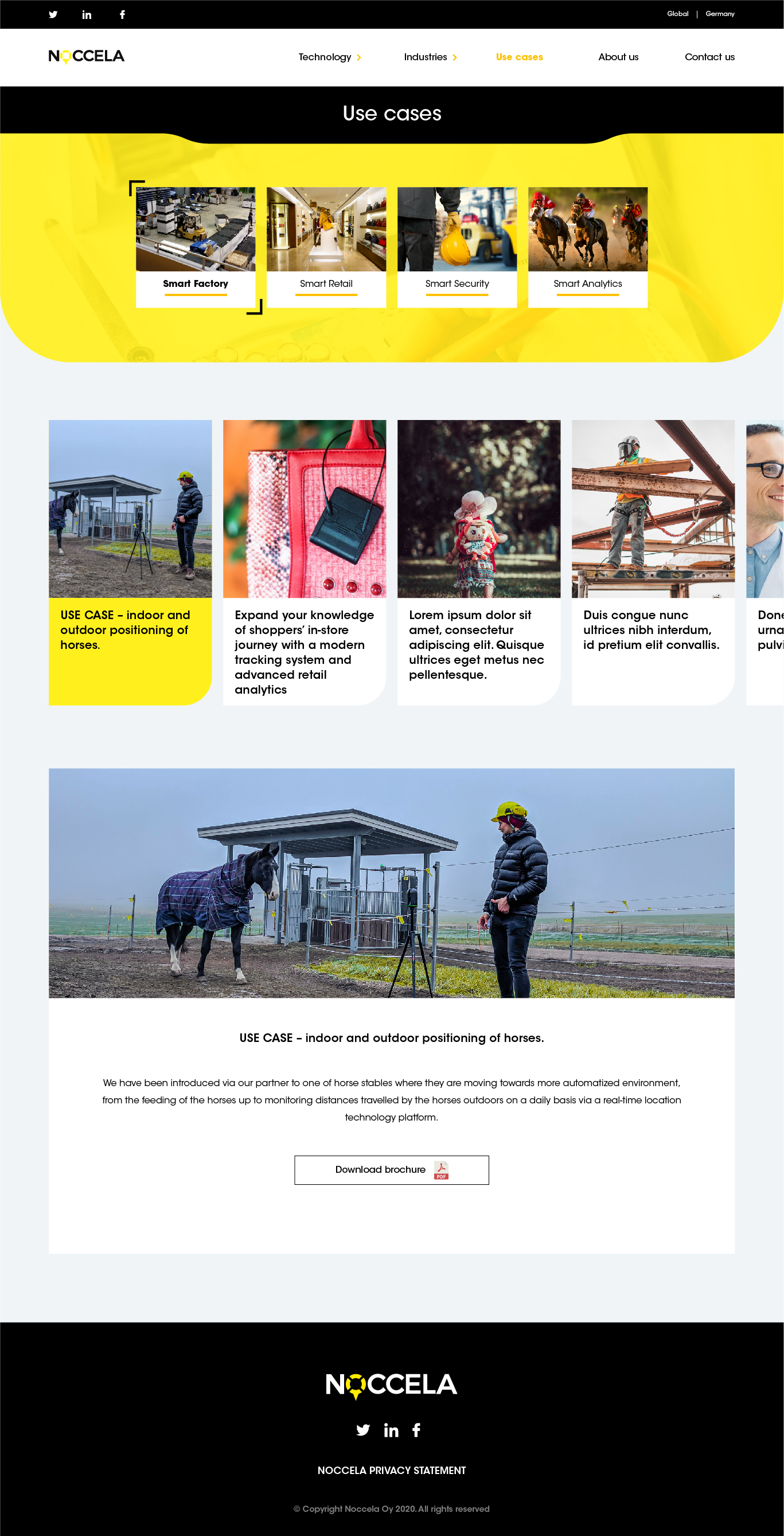Pagina d'uso con schede interattive e categorie